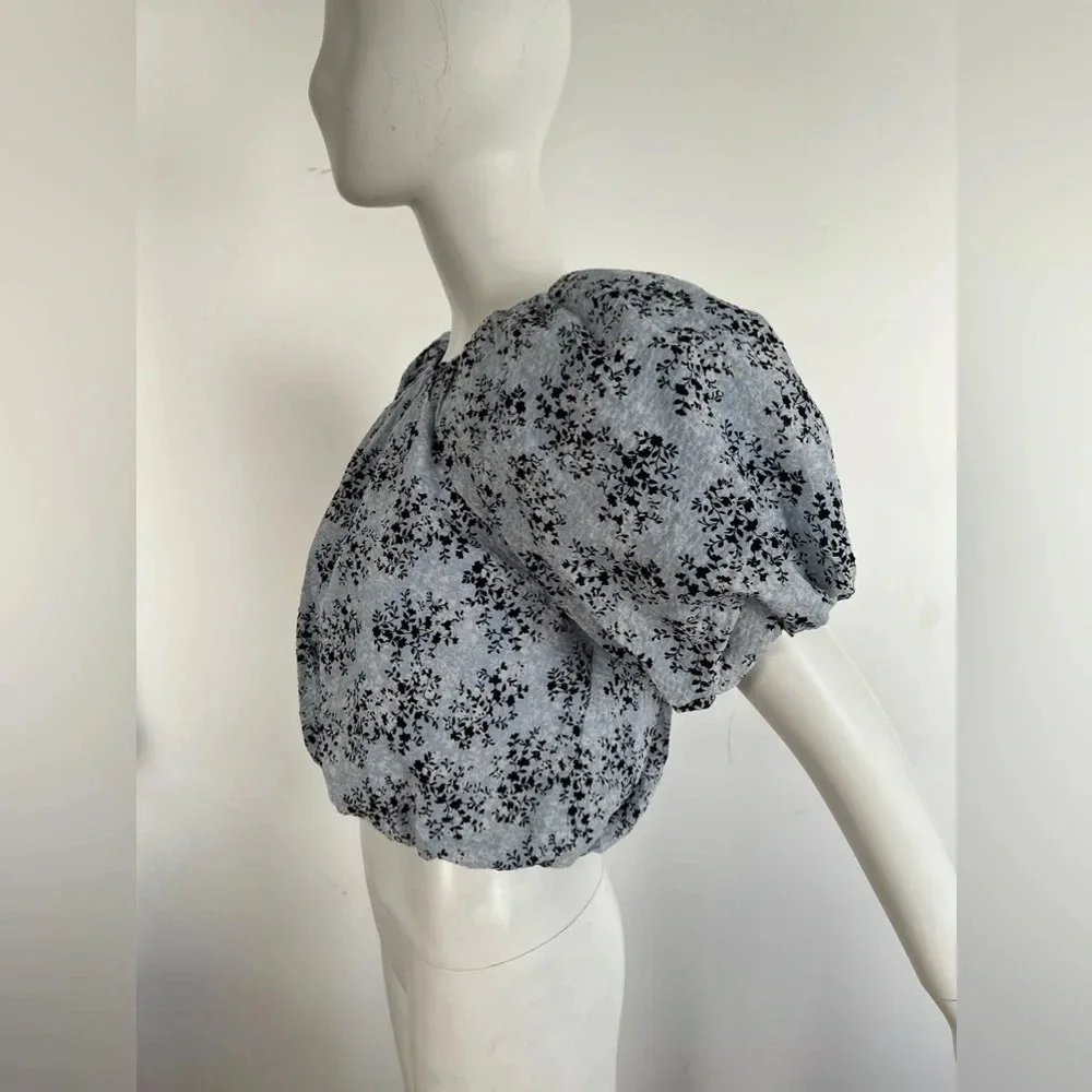 English Factory 100% Cotton Blue Ditsy Floral Print Balloon Sleeve Blouse Top M